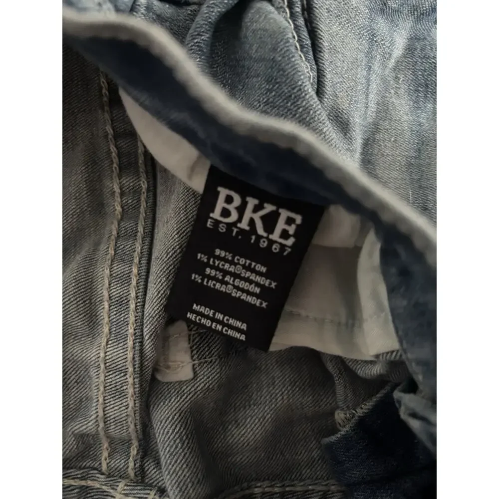 BKE Men’s Blue Slim Fit Light Wash Stretch Denim Jeans Low Rise 5-Pocket